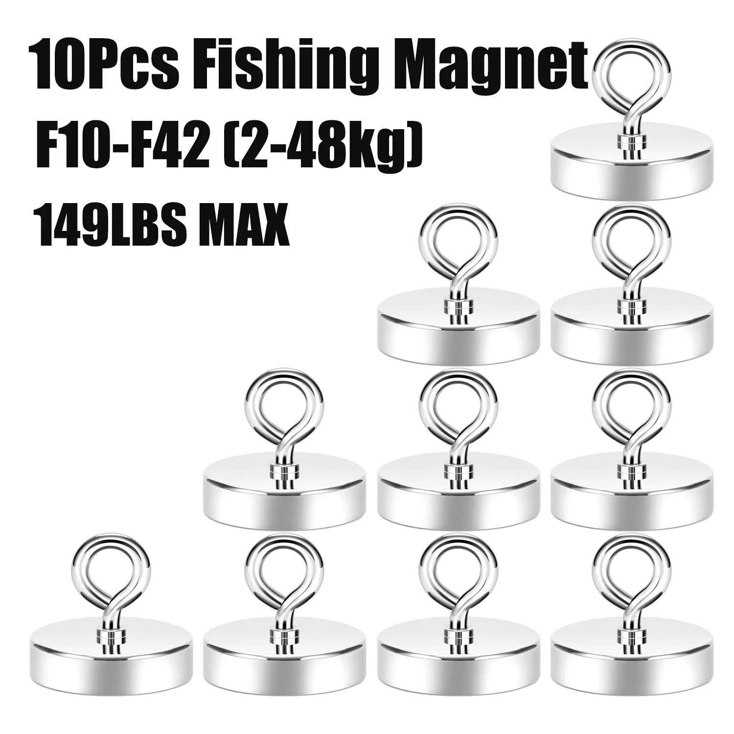 

10Pcs Super Strong Fishing Magnet Neodymium Salvage Magnet Heavy Duty Industrial Magnets Multi-Purpose Magnetic Hooks for Office