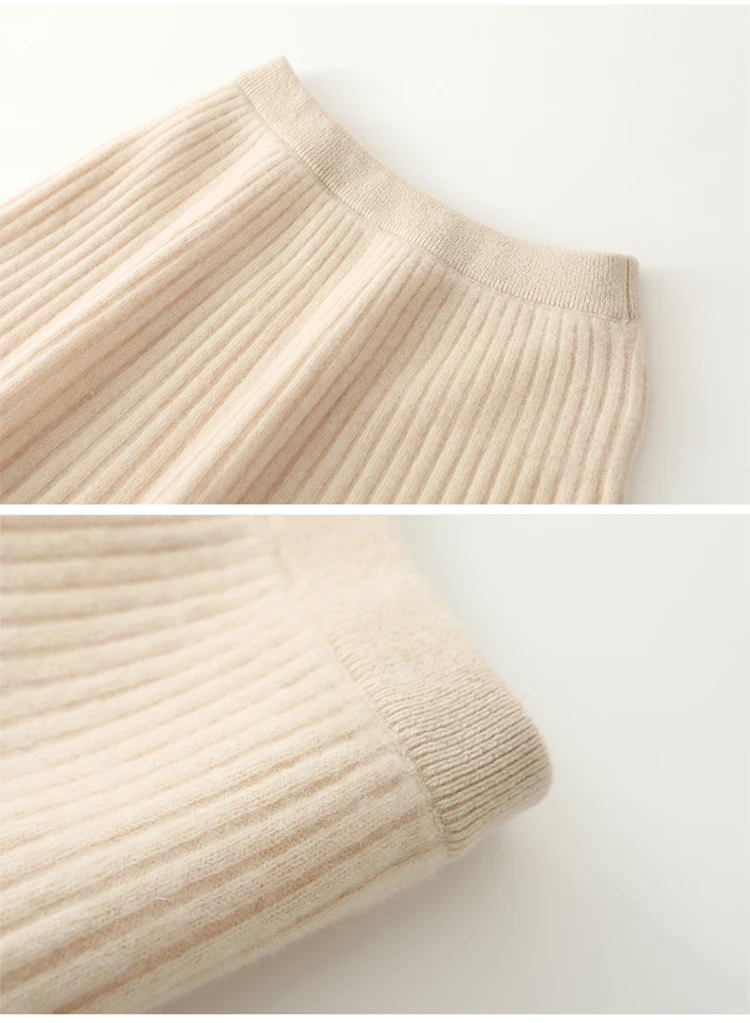 Women's Wave Short Skirt 100% Merino Wool Mini Skirts Autumn Winter Sweater Umbrella Skirt High Waist Stretch Sweet Knit Dresses