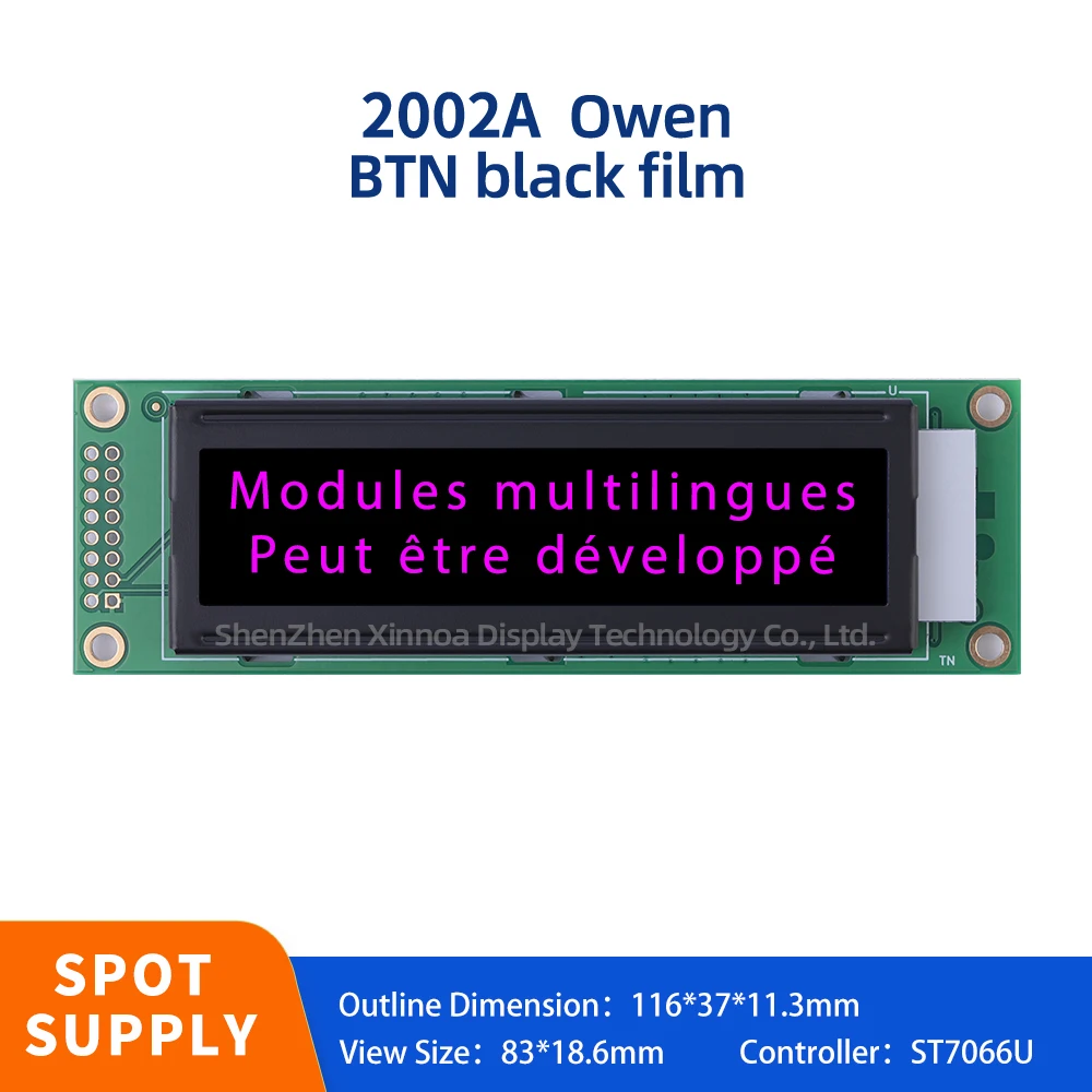 

Double Row Interface Module 2002 LCD 2.6 Inches BTN Black Film Purple Letters European 2002A Character Dot Matrix Screen