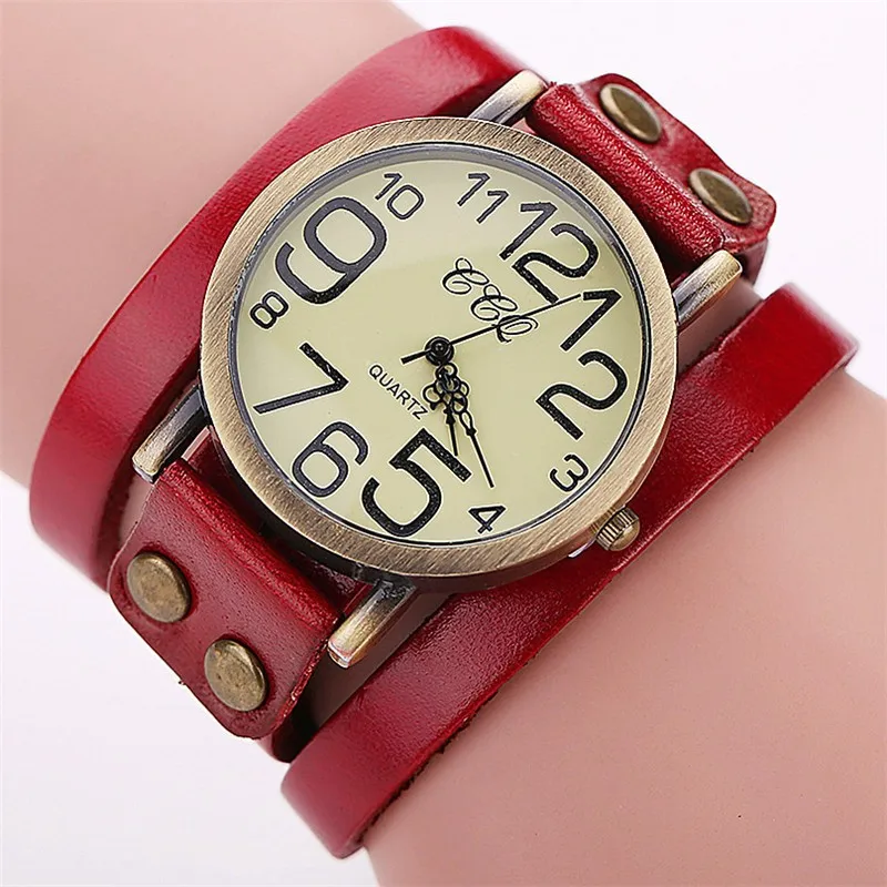 Casual Arabic Dial Unisex Watches Vintage Long Leather Band Women Quartz Watch Men\'s Wristwatches