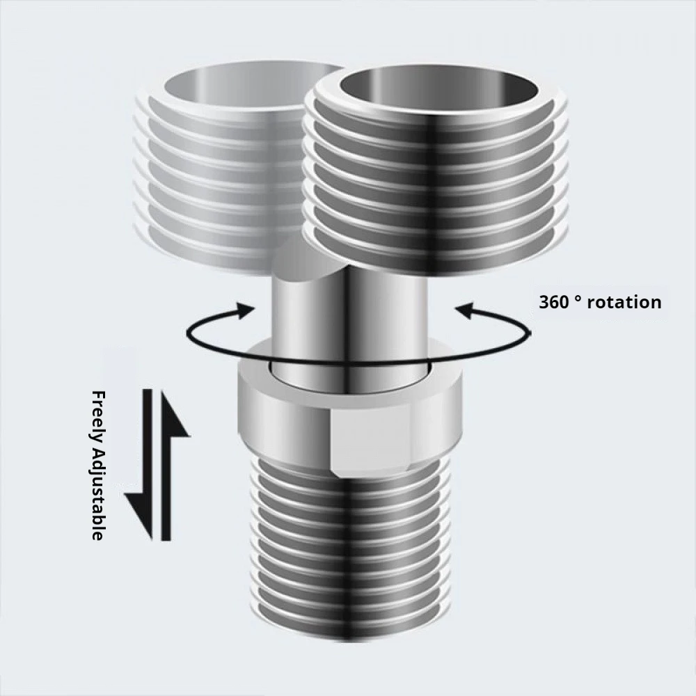 

New Stainless Steel Angled Curved Shower Adapter Angle 360° Rotatable Eccentric Screw Corner Wall Mounted Shower Faucet Adapter