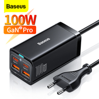 Baseus 100W 65W Desktop GaN Charger Quick Charge QC 4.0 3.0 PD USB Type C Fast Charging Charger For MacBook Pro iPhone Laptop