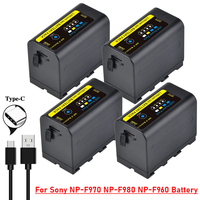 Batmax 9600mAh 7.4V NP F970 LED Power Indicator Battery with USB-Type C Line Port for Sony NP F960 F970 NP-F550 CCD-TRV58 V1J Z1