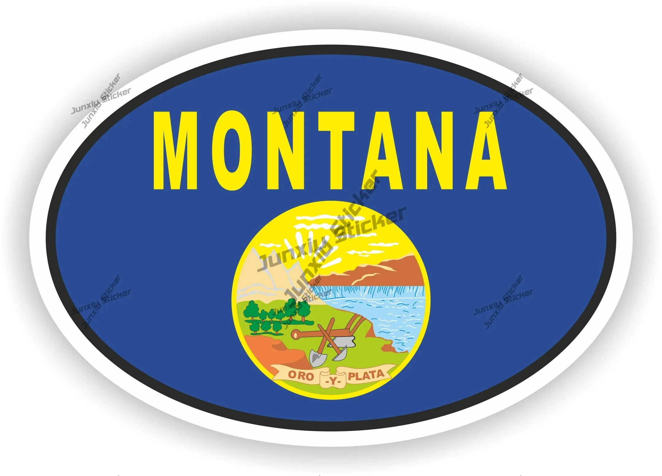 

555montana America Badge Flag Oval Sticker Electric Scooter Yacht Car Stickers Decals Funny Decoration For Bumper Suv Windows