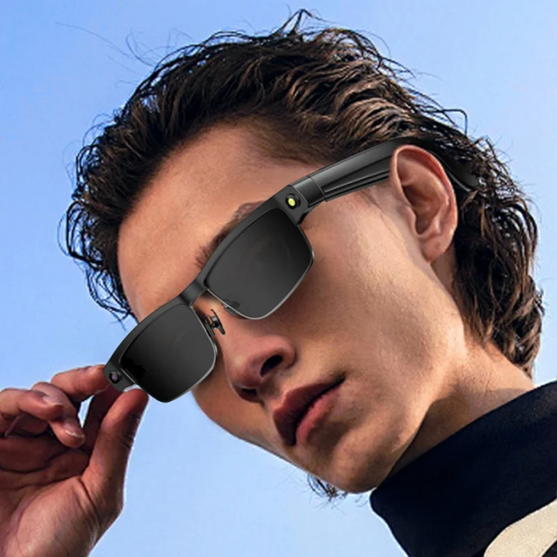 1 paire de lunettes de soleil intelligentes AI avec caméra HD 8 mégapixels, anti-secouement, étanche, traduction, enregistrement vidéo, appel, prise de photos