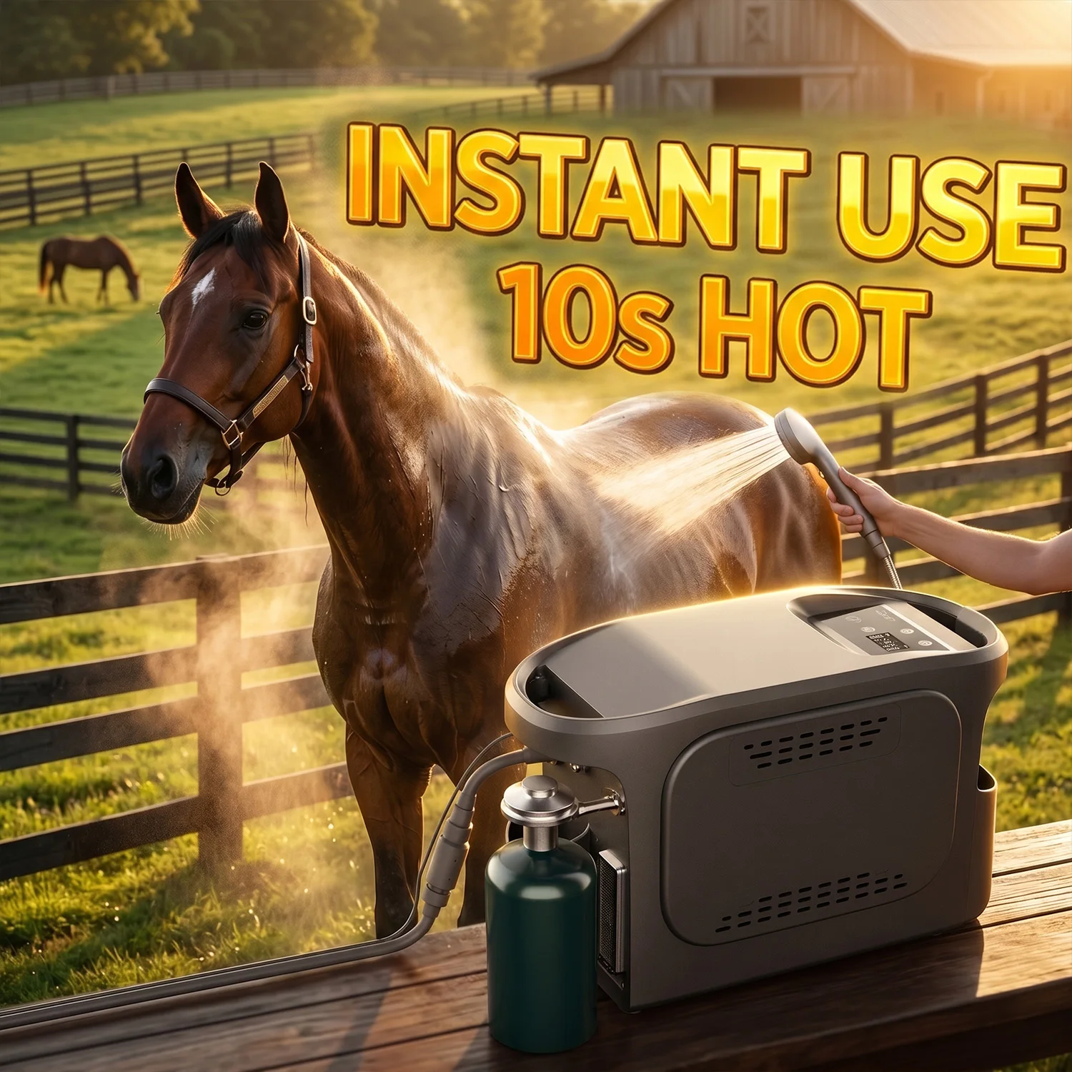 Horse Trailer Constant Temperature Mobile Pet Spa System Professional Equine Water Heater Propane Portable Tankless Shower