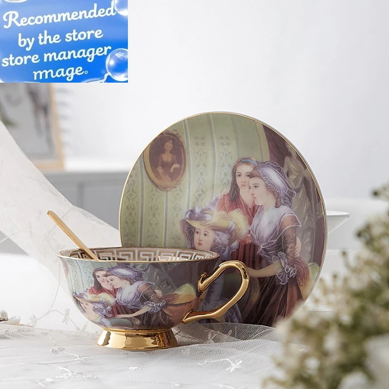 

Винтажная чайная чашка из костяного фарфора, набор ложек с блюдцем, 200 мл, кофейная чашка, фарфоровый чайный сервиз, керамическая чайная чашка, чайная посуда для кафе, кофейная посуда, европейская кружка