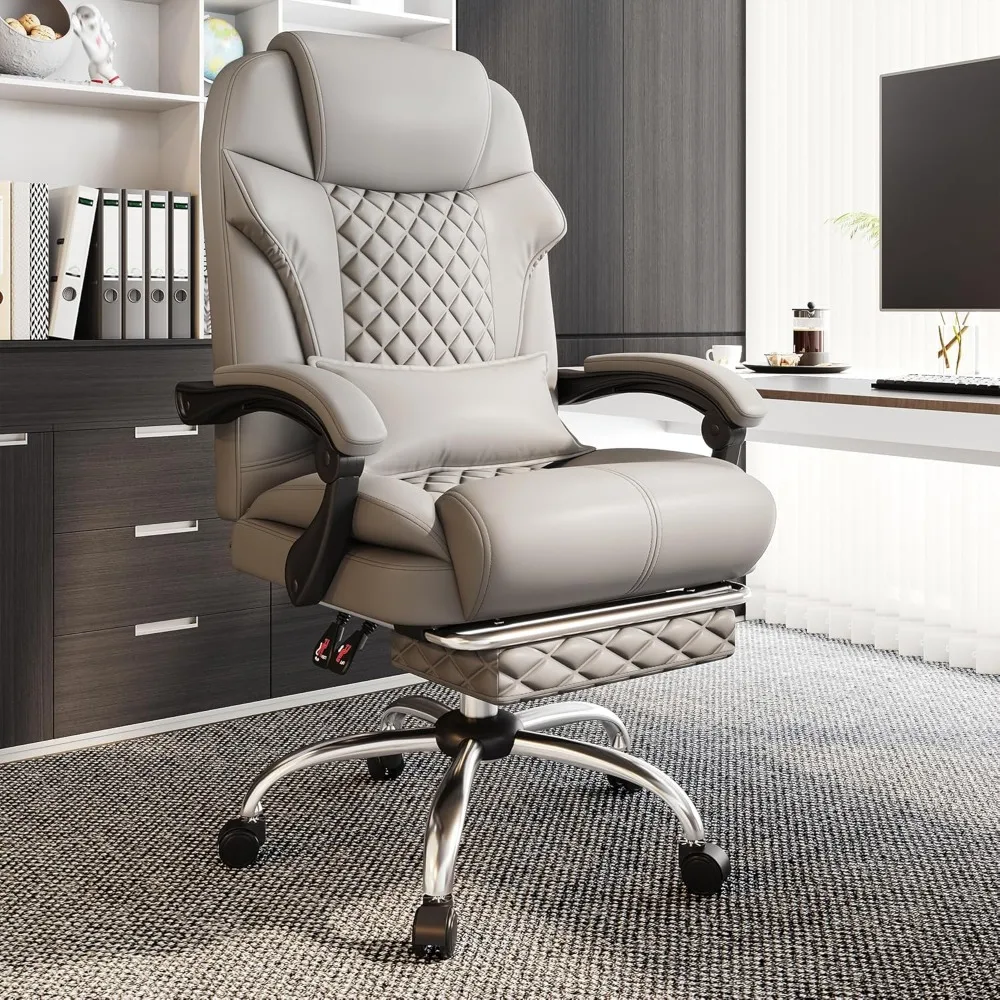 كرسي مكتب مع مسند للقدمين، منجد مريح 145 ° كرسي مكتب كمبيوتر مستلق مع وسادة قطنية، ارتفاع ومسند للذراعين #2