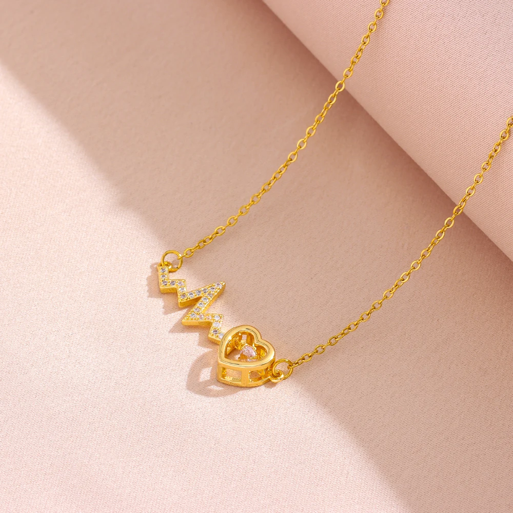 Cute Gold Color Love Heart Pendant Necklaces For Women Ladies Romantic Wedding Jewelry Female Clavicle Chain Girls Party Gifts