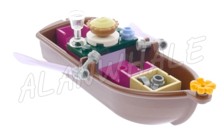 128pcs Princess Royal Girls Ice Snow Elsa's Market Adventure Clock Rowing Boat 10889 Building Blocks Sets Compatible With Model