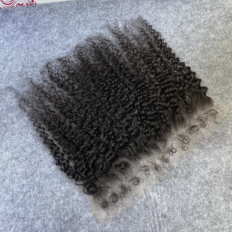 Deep Curly 13x6 13x4 HD Full Lace Frontal Only Curly Edges Baby Human Hair PrePlucked 7x7 Invisiable HD Lace Closure Melt Skins