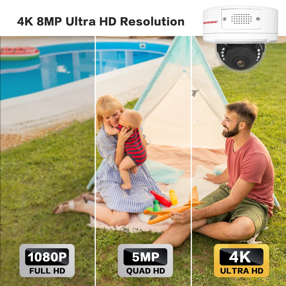 Seetong Ultra HD 8MP 4K Security Camera Two Way Audio TF Card Slot Humanoid Detection H.265 POE Surveillance Camera