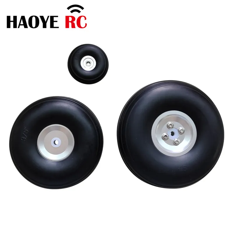 Haoye 2 Pcs/Lot 1-3.75inch High Quality PU Wheel（Alu Hub）Tail Wheel Tires For RC Airplane Replacement Toys DIY Plane Accessory