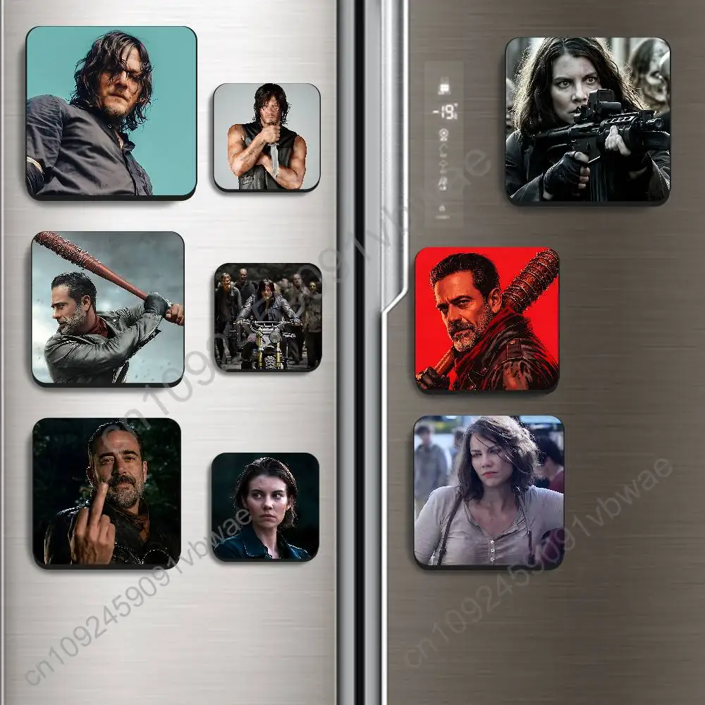 Negan Maggie Walking Dead Black Square Plastic Fridge Magnet, for Magnetic Sticker No Trace Left, Durable, Smooth and Textured