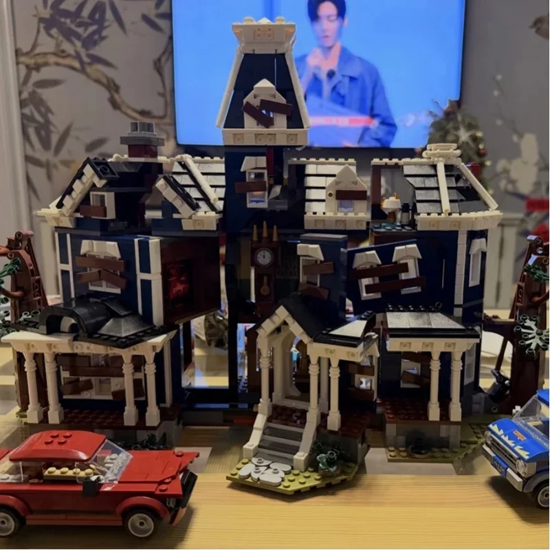 2593 Teile Raumdekoration Architekturmodell Blaues Haus Konstruktions-Baustein-Set für Erwachsene Geburtstags- und Weihnachtsgeschenke