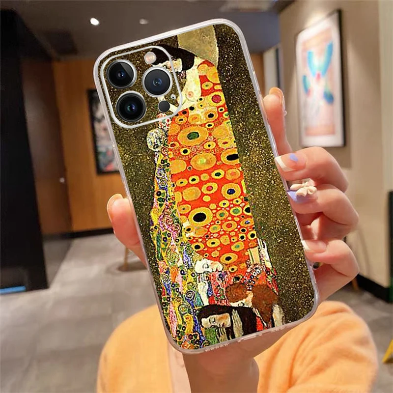 

Phone Case For iphone 17 16 Pro Max 17 Air 15 14 13 Pro Max 15 16 Pro 15Plus Kiss Gustav Klimt Golden Tears paint
