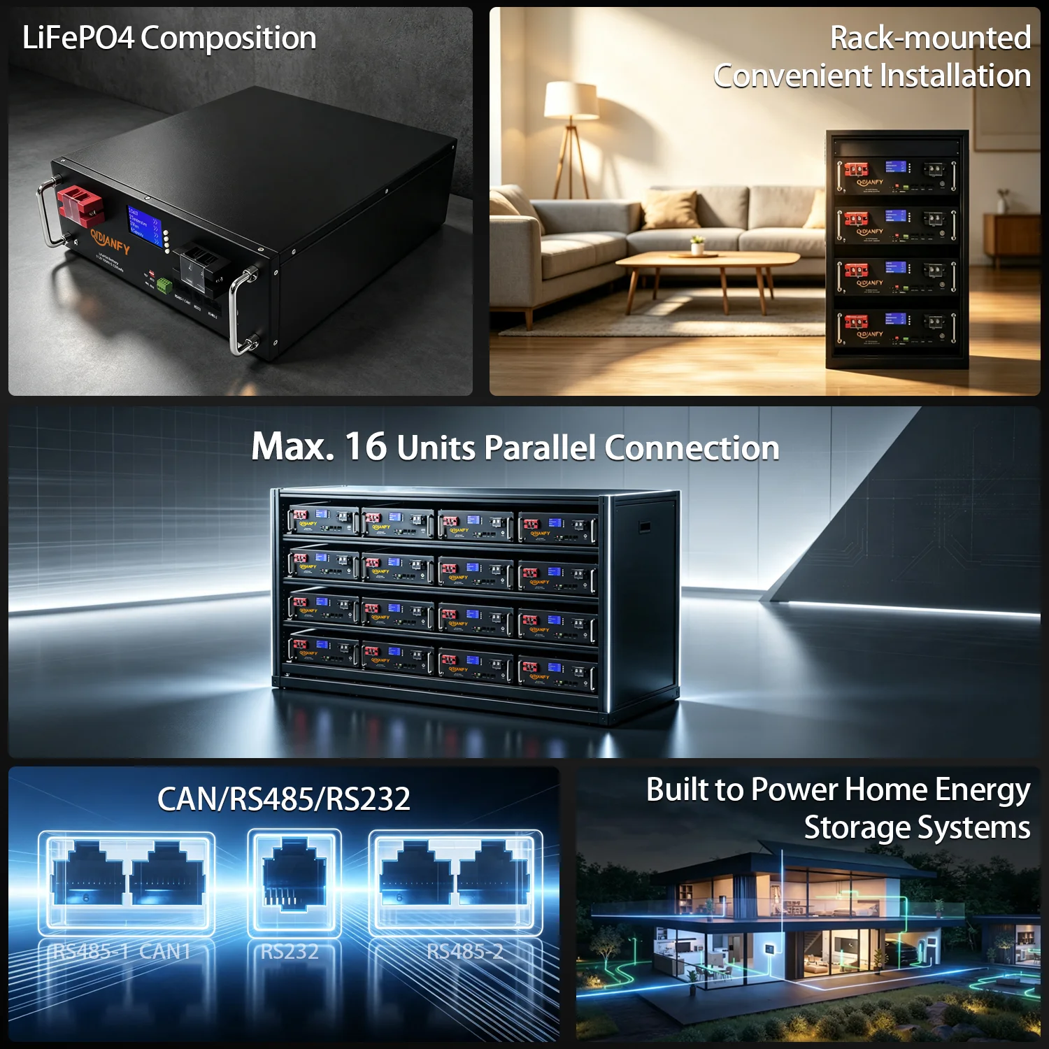 Qidianfy 51.2V 100Ah 리튬 인산철(Li - Lifepo4 48V 100Ah Server Rack 리뷰 및 가격