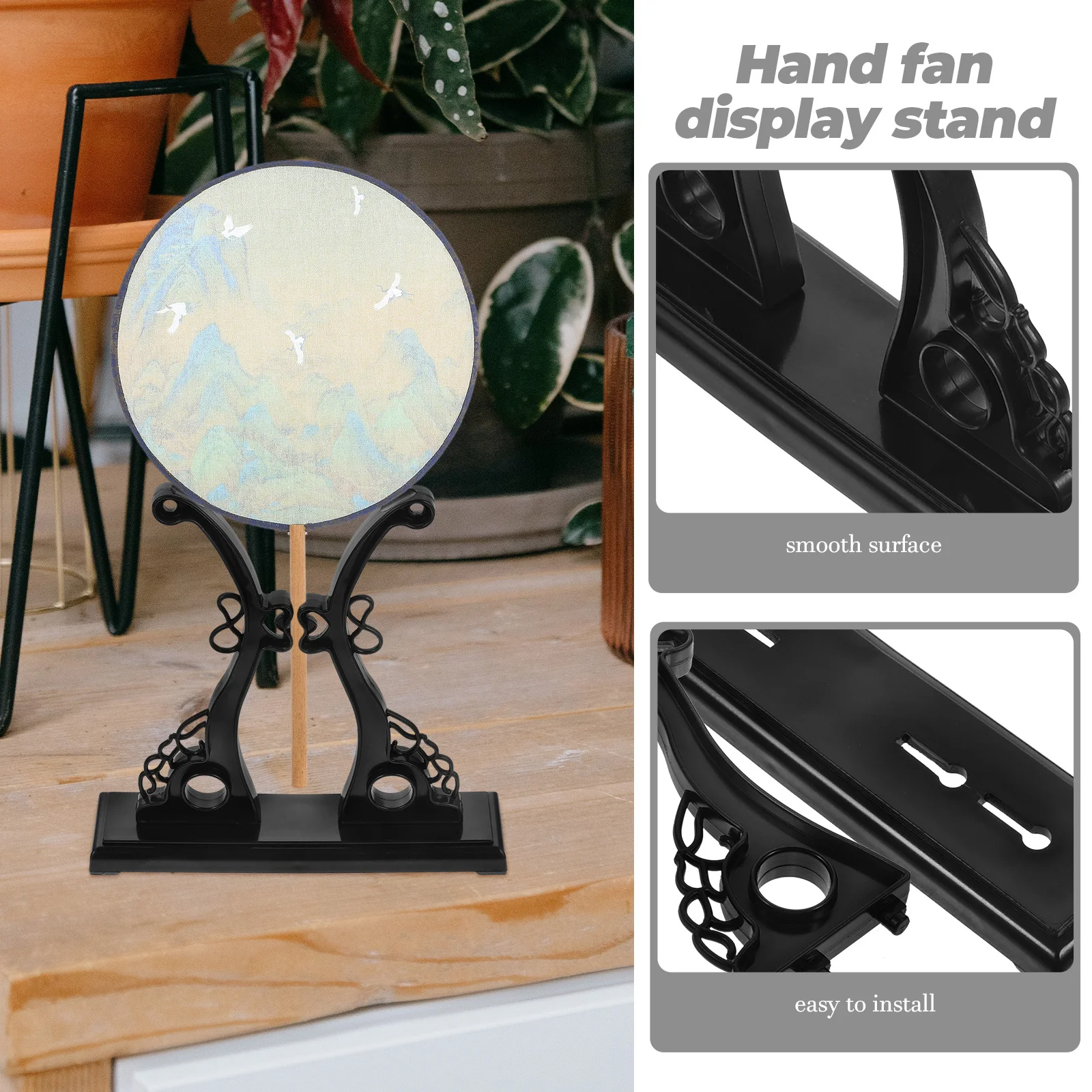 

Sturdy Fan Display Bracket Classical Design for Hand Fans Easy to Assemble No Additional Tools Required Space Saving
