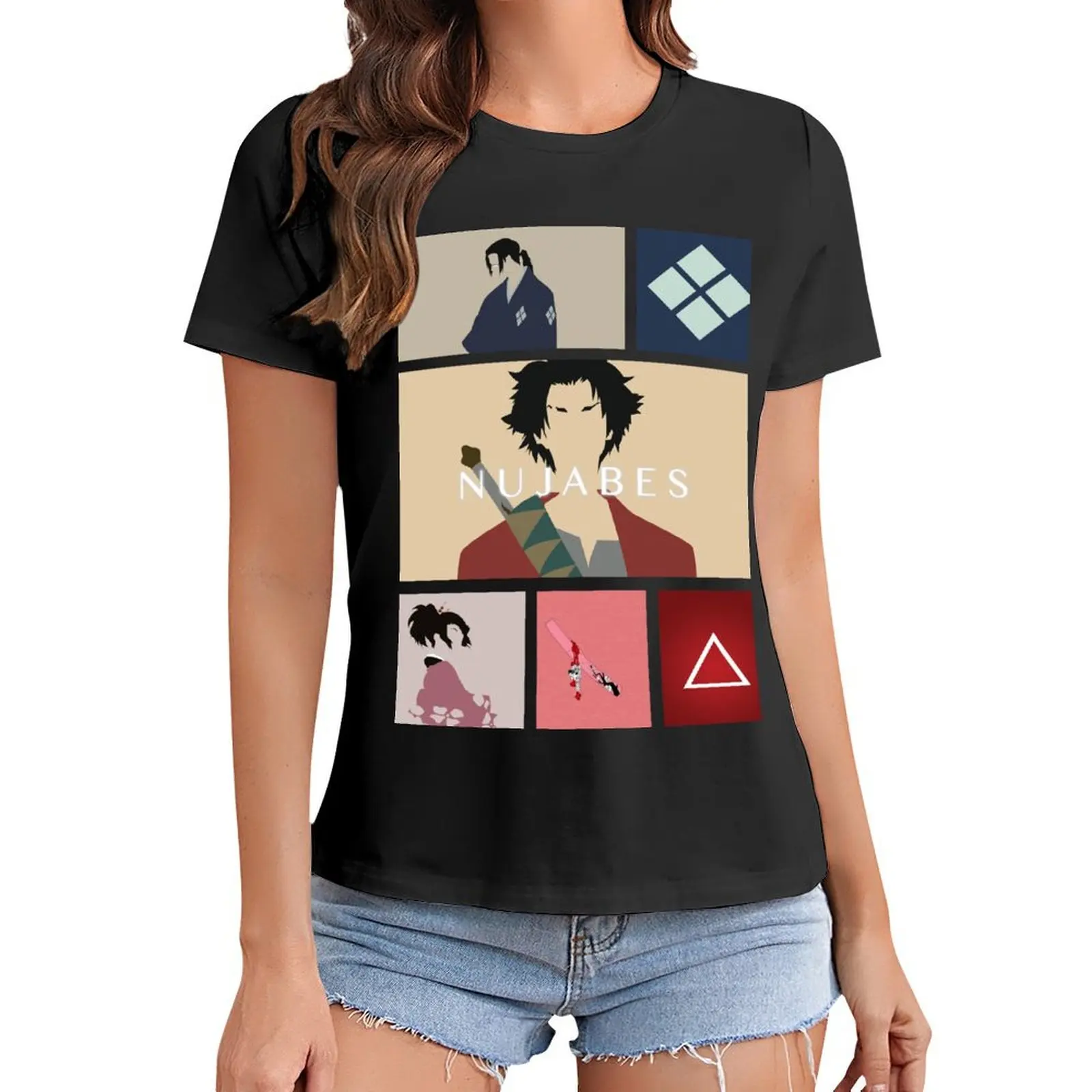 

SAMURAI CHAMPLOO T-Shirt anime sublime animal print oversized workout shirts for Women