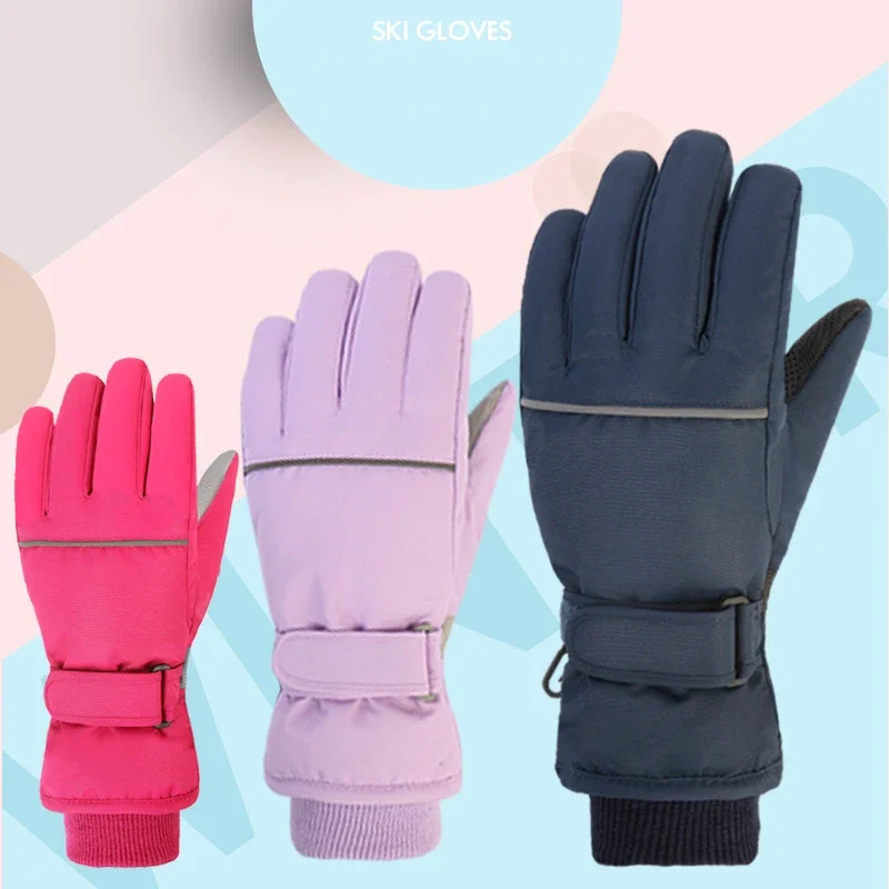 

2024 Kids Winter Warm Gloves Cartoon Windproof Children Mittens Boys Girls Ski Cycling Climbing Outdoor Waterproof Gloves