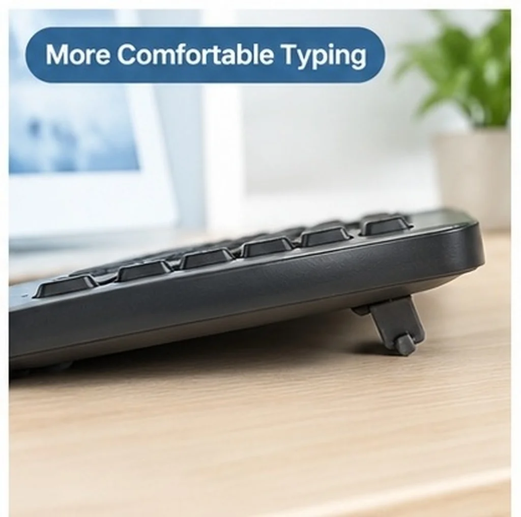 1Pair ABS Keyboard Feet Stand Ergonomic Adjustable Height Lift Leg for Comfortable Typing Reduce Wrist Elbow Neck Strain