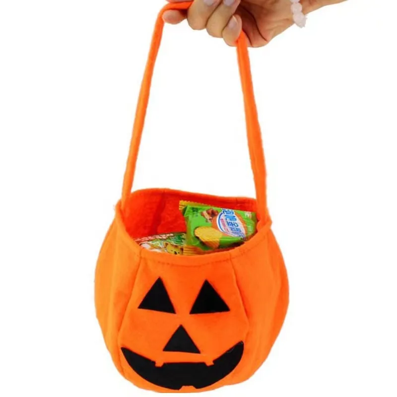 1Pcs Halloween Supplies Handheld Pumpkin Candy Bag Smiling Face 3D Pumpkin Bag Trick or Treat Halloween Supplies