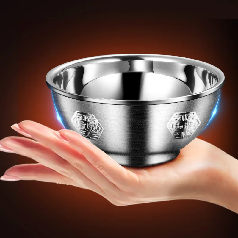 Guofeng 316 stainless steel bowl household double ironing children eat children baby special thickened 304 food grade