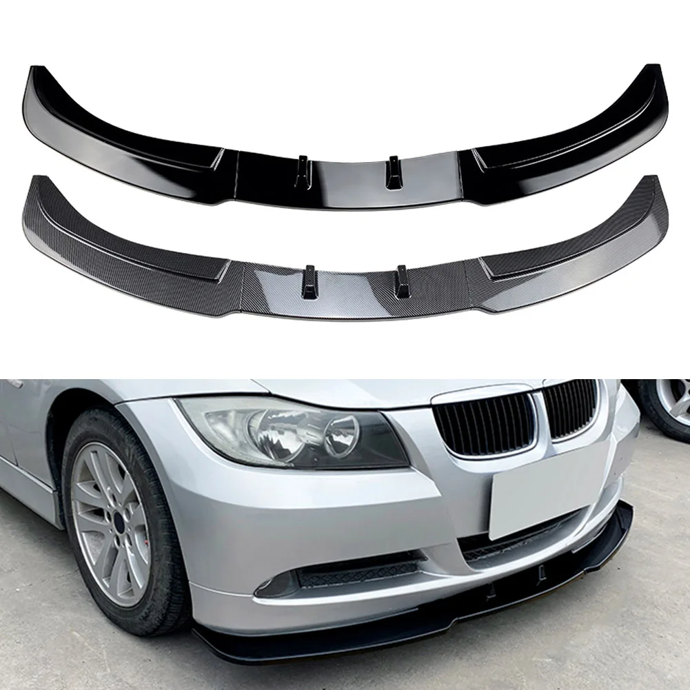 Car Front Bumper Lip Spoiler Trim Accessories 3Pcs For  BMW E90 E91 3 Series 320i 330i Sedan Base Model Only 2005 2006 2007 2008