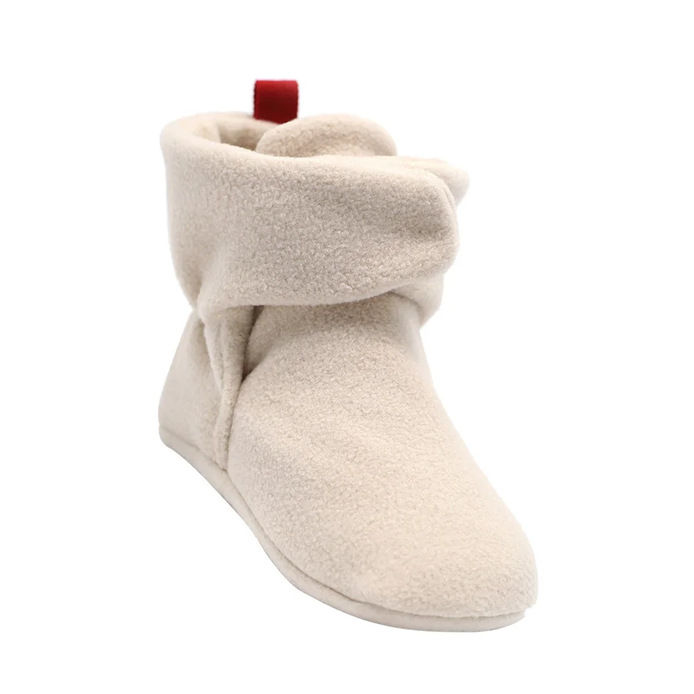 طفل جورب دافئ حذاء المضادة للانزلاق طفل النعال الجوارب المرجان الصوف الرضع الأحذية 12 سنتيمتر ضوء الكاكي الشتاء Prewalker تنفس