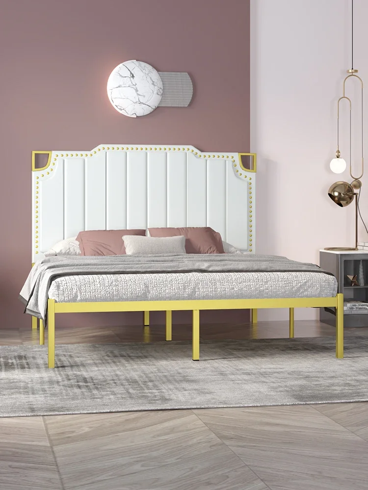 Modern, minimalist and environmentally friendly Nordic INS network red bed, light luxury children's iron art bed, gold double