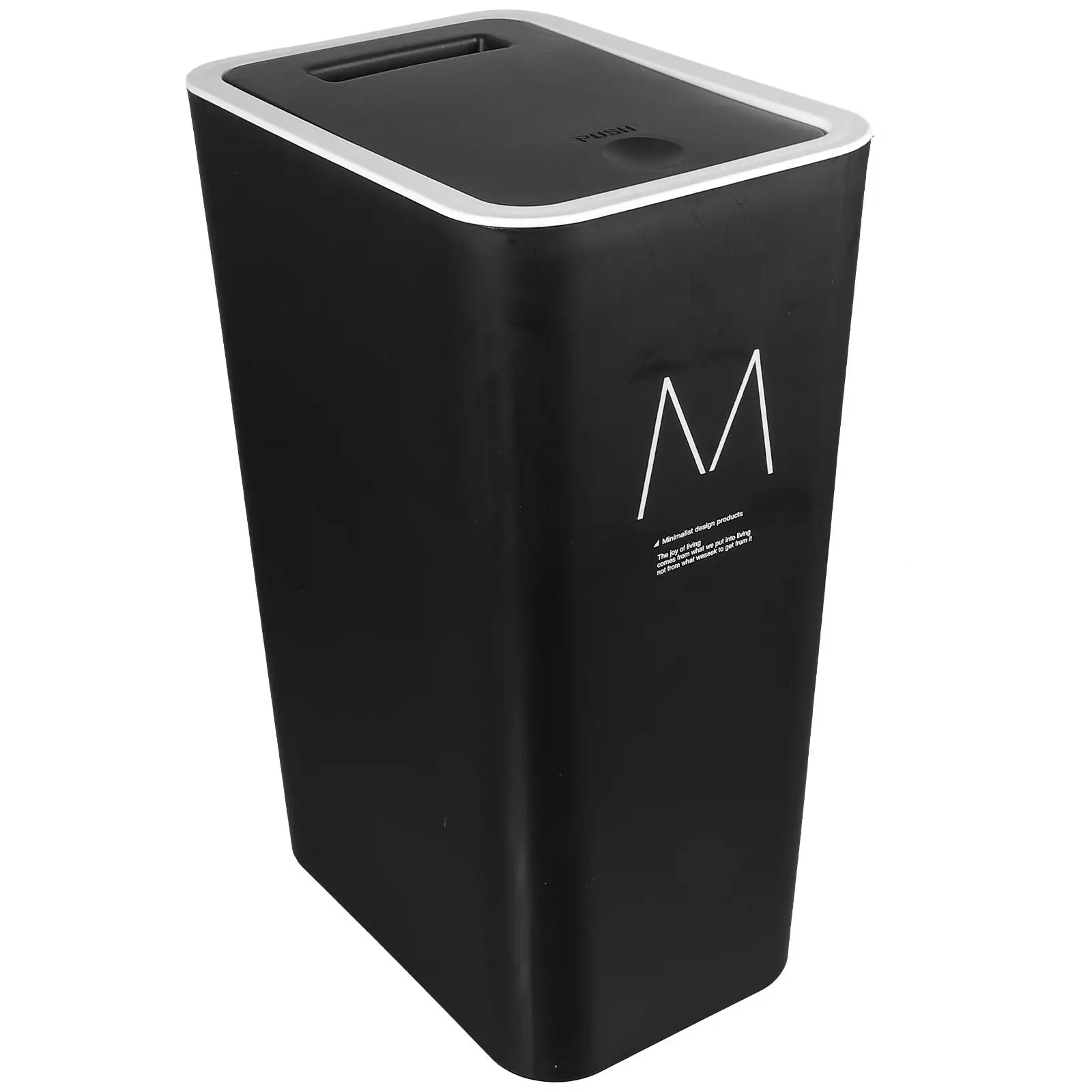 

Lidded Trash Can Black Waste Bin Plastic Office Desk Garbage Household Small Lid Pedal Bin Stable Base Various Scenes