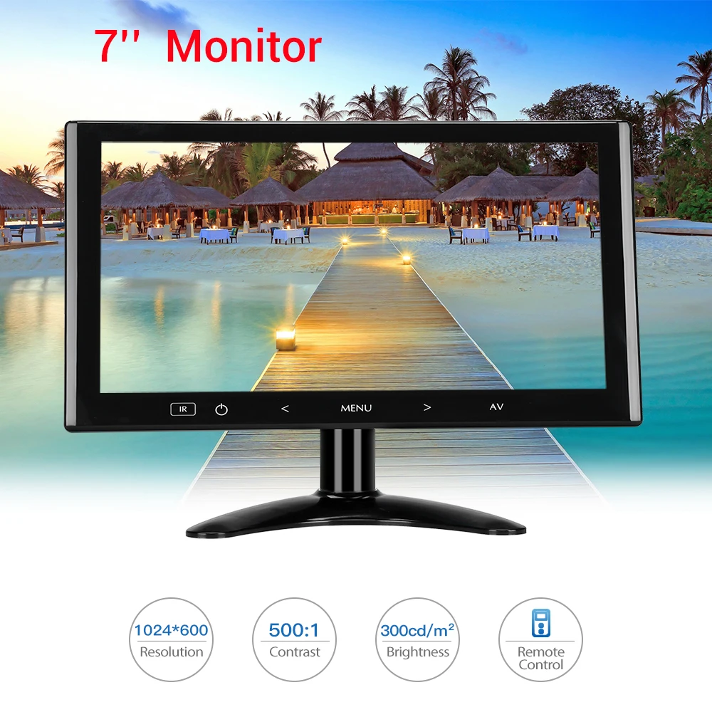 

EYOYO 7Iinch LCD Monitor 1024X600 Mini Computer TV Display CCTV Security Surveillance Screen With HDMI VGA Video Audio