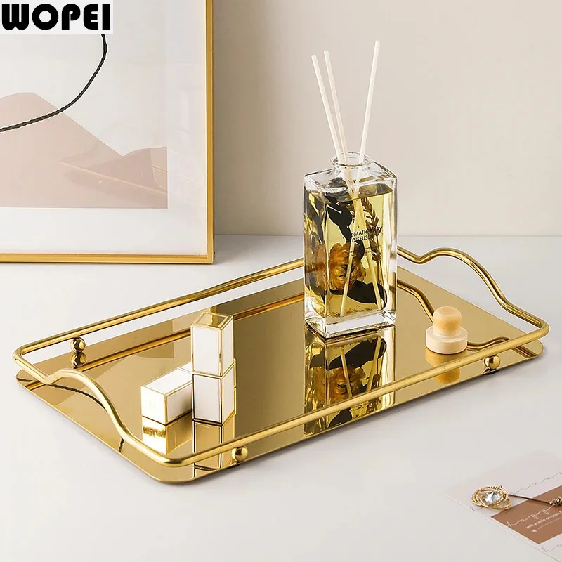 Modern Metal Fruit Tray Decorative Simple Perfume Organizer Plate Elegant Home Serving Dishes Bathroom Trays Storage Ornaments
