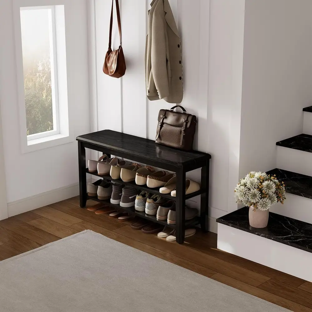 Banco de almacenamiento de zapatos de entrada de 2 niveles, 31,5 para puerta delantera y dormitorio