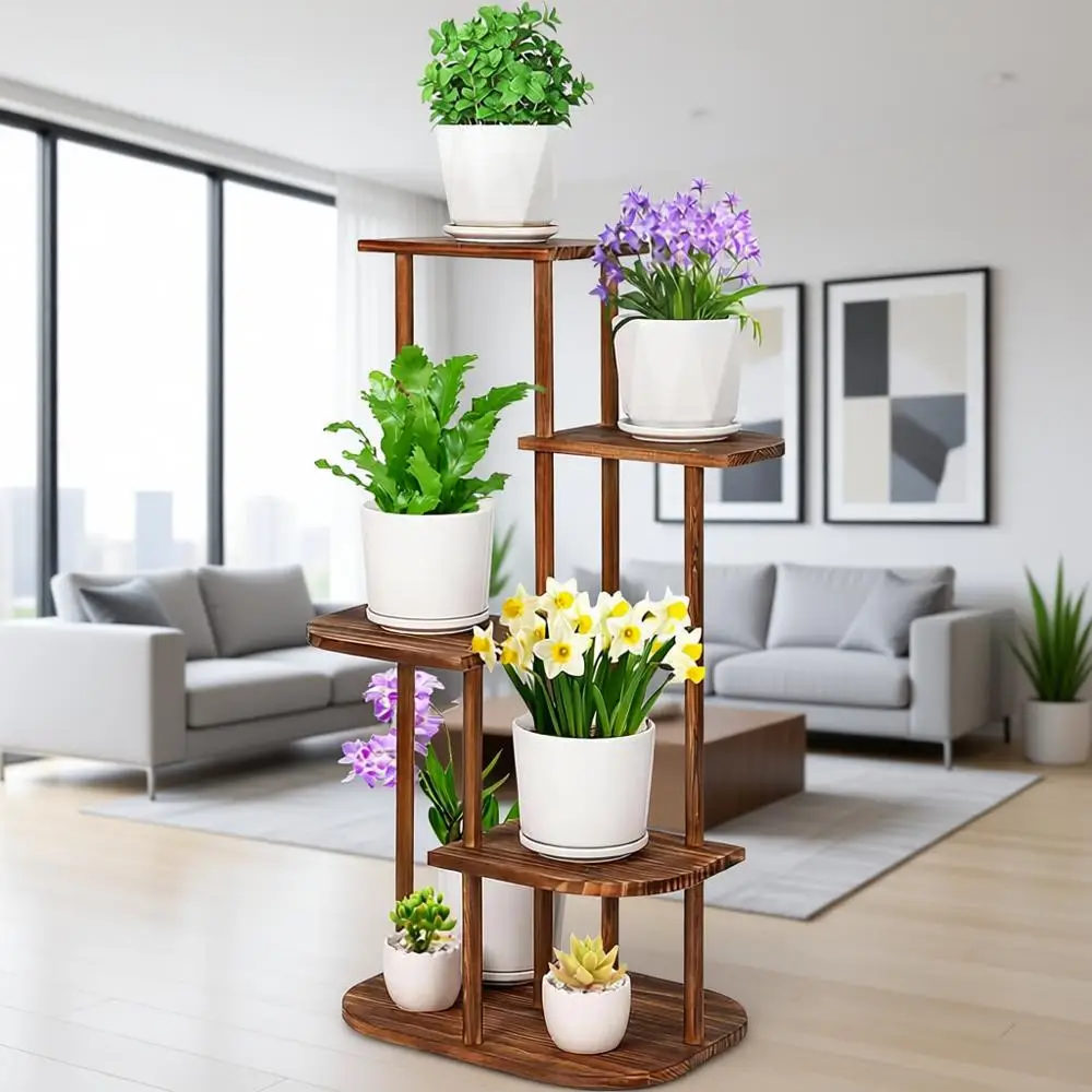 

5-Tier Wooden Indoor Plant Stand with Multi-Tier Pot Holder for Display Rack