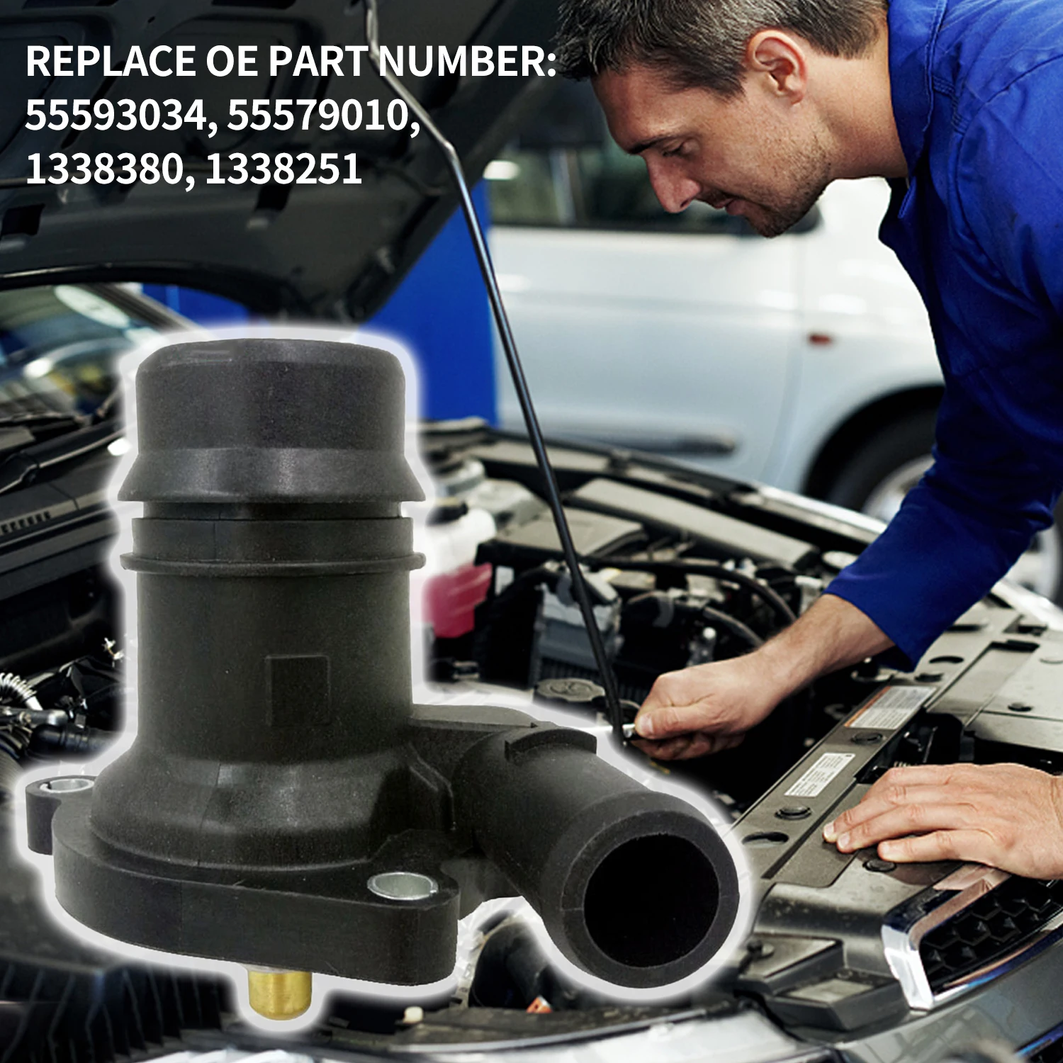 55593034 Engine Coolant Thermostat Housing Assembly Replacement for Chevy Cruze Limited 1.4L 2011-2016 Buick 2013-2017 55579010