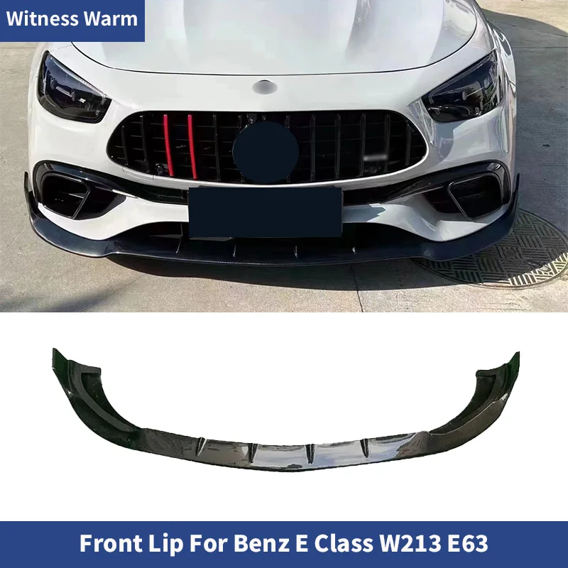 Car Front Lip Bumper Chin Spoiler Splitters For Mercedes Benz E Class W213 E63 AMG 2021-2024 Carbon Fiber