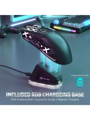 Attack Shark X11 PAW3311 Wireless Bluetooth Mouse, 2.4G 400IPS RGB PC Gaming Mouse