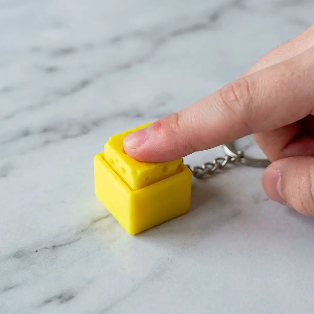 Stress Relief Press Button Keychain Mechanical Keyboard Feeling Clicker Cute Cheese Pendant Fidget Toy Versatile Bag Charm For D