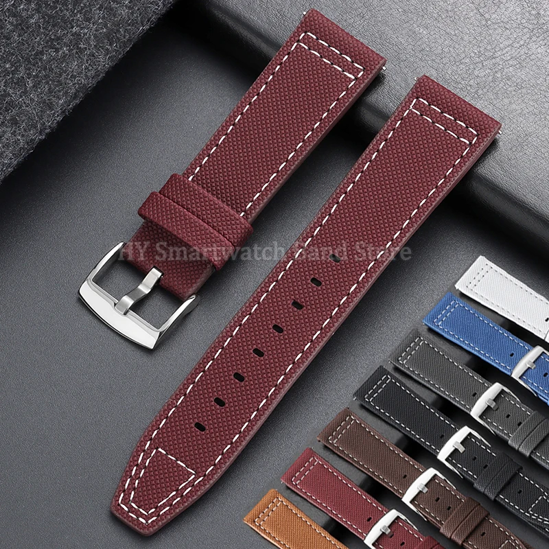 Bracelet de montre en cuir de vache, 20mm 22mm, pour Seiko, Huawei, Vintage, à dégagement rapide, universel, accessoires de sport