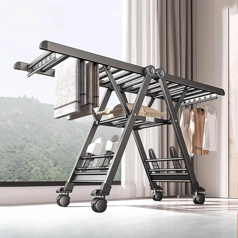 

Aluminum Alloy Indoor Quilt Drying Artifact Outdoor Balcony Folding Clothes Drying Racks Floor Multifunction Laundry Drying Rack