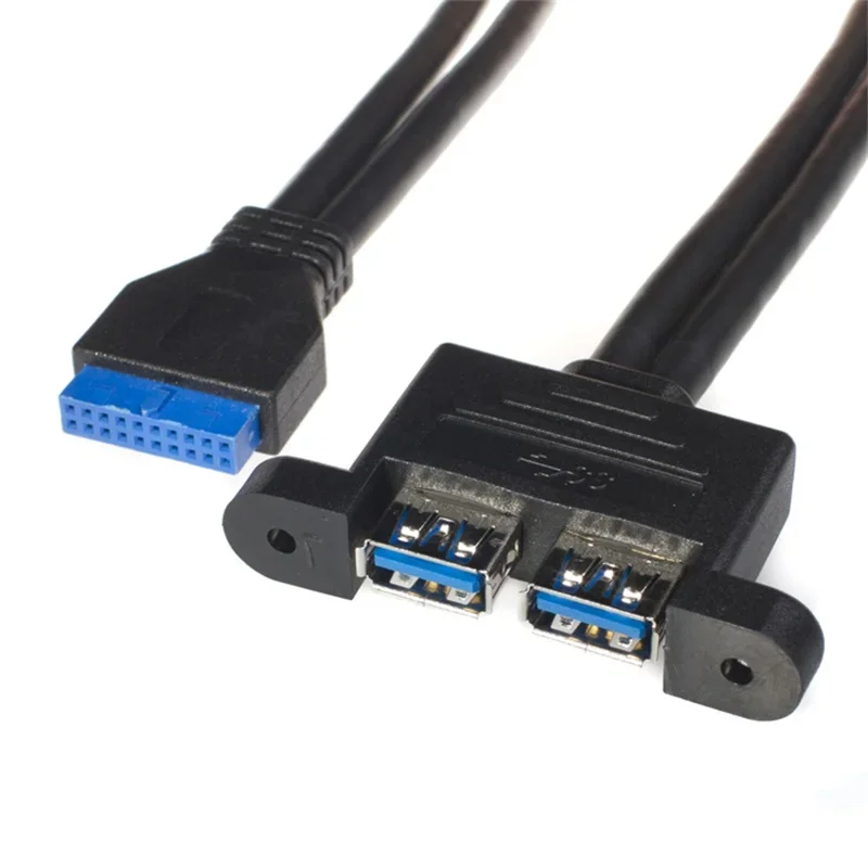 2 Port USB 3.0 Female Screw Mount Type to Motherboard 20pin Header Cable