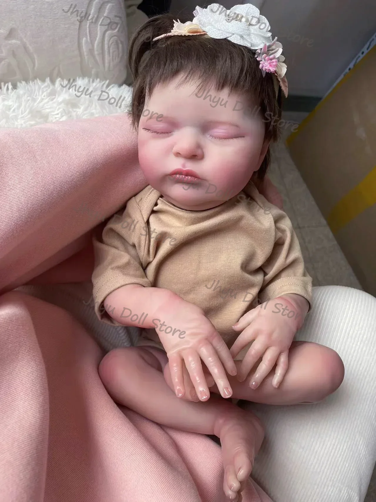 48CM Laura Reborn Baby Dolls 매우 실물 같은 소프트 터치 신생아 크기 3D 피부와 눈에 보이는 정맥 고품질 수제 인형