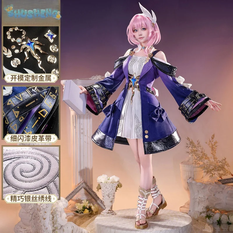 

Game Honkai: Star Rail Cyrene cospaly Costume Halloween Party New Coat Dress, Waist Cover Prop Wig Set Women's Sweet Uniform