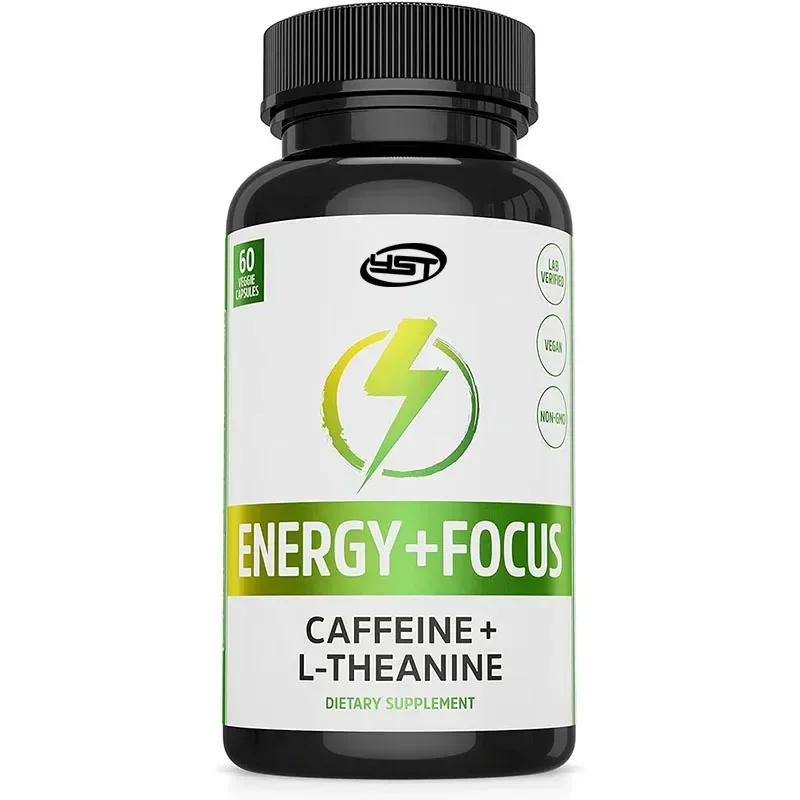 Natural Caffeine Pill 100mg contains 200mg of theanine, clean energy, non GMO, vegetarian, gluten free, 60 capsules