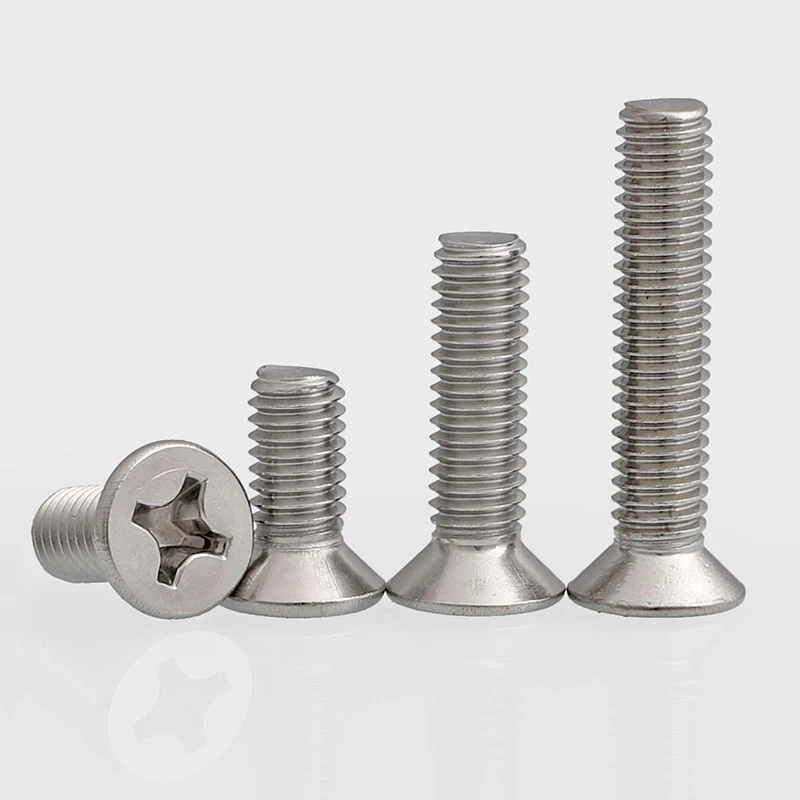 Vis à tête fraisée croisée en acier inoxydable M1 M1.2 M1.4 M1.6 M2 M2.5 M3 304, vis Phillips à tête plate