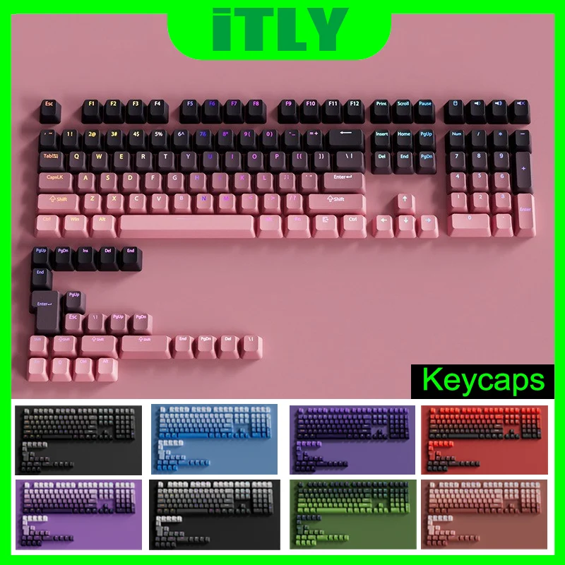 

Колпачки для клавиш с верхним принтом, 134-клавишные колпачки для клавиш из ПБТ для механических клавиатур, колпачки для клавиш с персонализированными полупрозрачными градиентными цветами, колпачки для клавиш