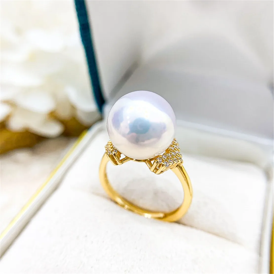 925 Stamped Alloy Gold-Plating Adjustable Pearl Ring Holder DIY Jewelry Findings, Craft Supplies for Handmade Rings No Pearl