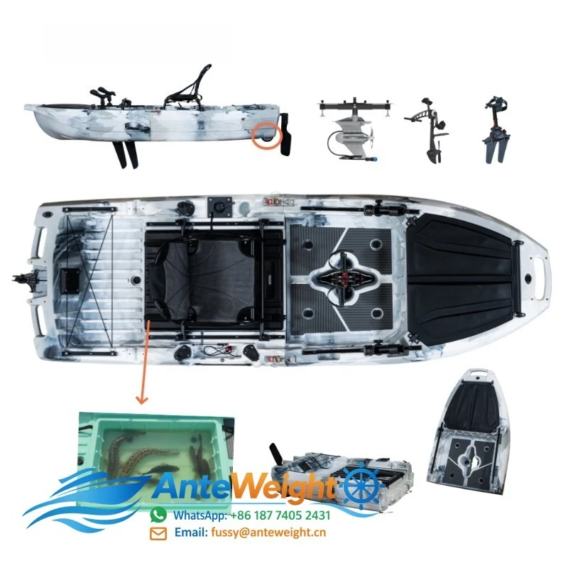 10ft Modular HDPE Kayak for Single Pedal Fishing Ocean Surfing Live Fish Cabin-1 Person Capacity PE Plastic Rivers