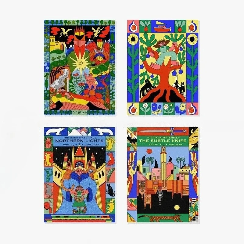 

Dopamine Illustration Fengke Interesting Abstract Borderless Canvas Painting Suitable for Restaurant Corridor Decoration